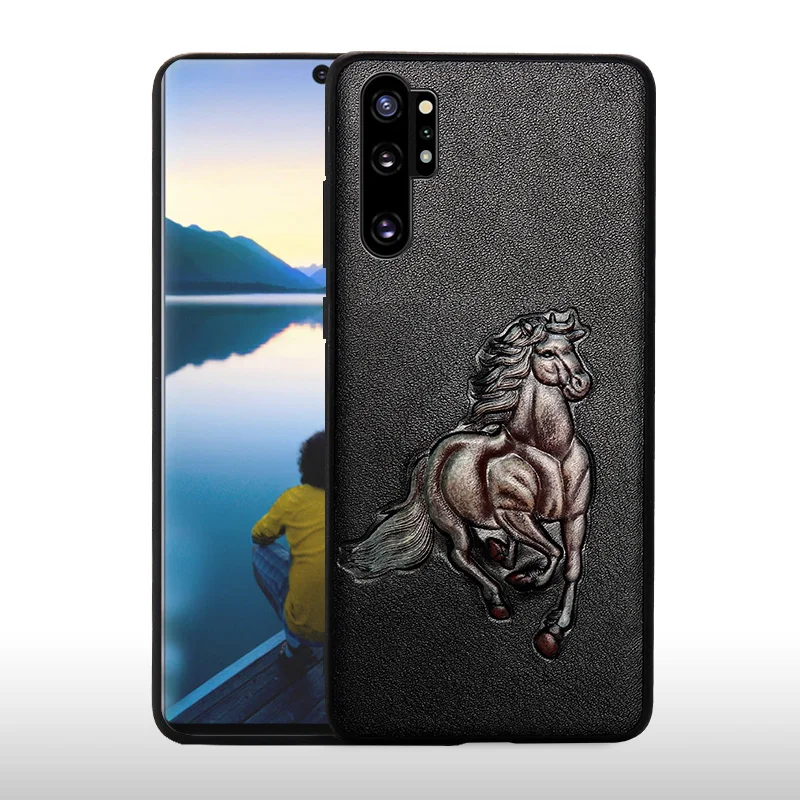 Genuine 3D Emboss Leather phone case for Samsung galaxy Note 10 Pro 9 A50 A70 A30 S10 S8 S9 Plus A8 360 Full protective |