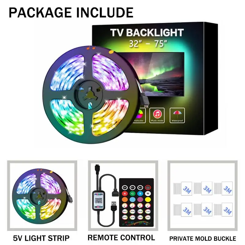 

bluetooth APP Control LED Strip Light USB 2835SMD Flexible LED Lamp Tape Ribbon RGB 2M TV Desktop Screen BackLight Diode Tape