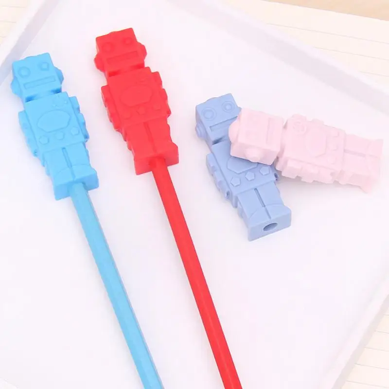 

Cartoon Robot Pen Cap Food Grade Silicone Teether Children Pencil Robot Pen Silicone Pencil Pen Cap For School Children