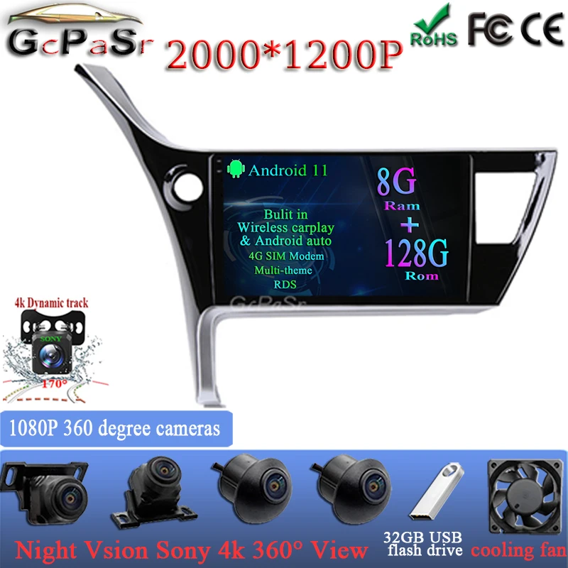 

Auto Car Radio Video Multimedia Player For Toyota Corolla 2017 Android 11 Navigation GPS Audio Autoradio Carplay IPS