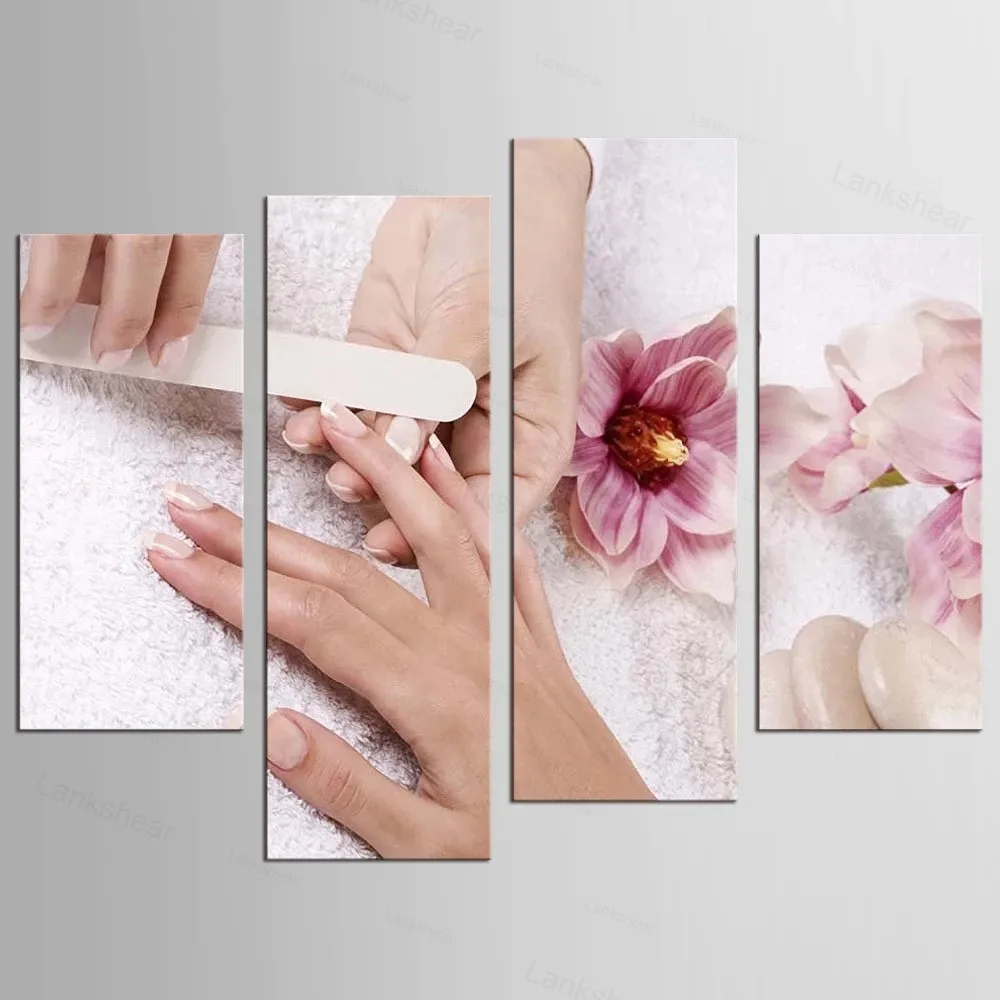 

4 Panels Modern Poster Canvas Decorative Painting Beautiful Nail Art Painting Beauty Makeup Canvas Art Print Poster Home Decor