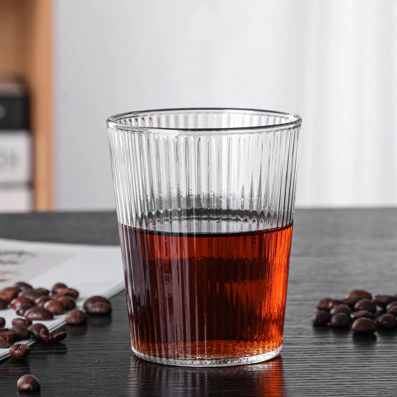 

Norbi Glass Cup Espresso Coffee Beer Cup Vertical Stripes Glass Drink Tea Mugs Heat-resistant Milk Cup Transparent Drinkware