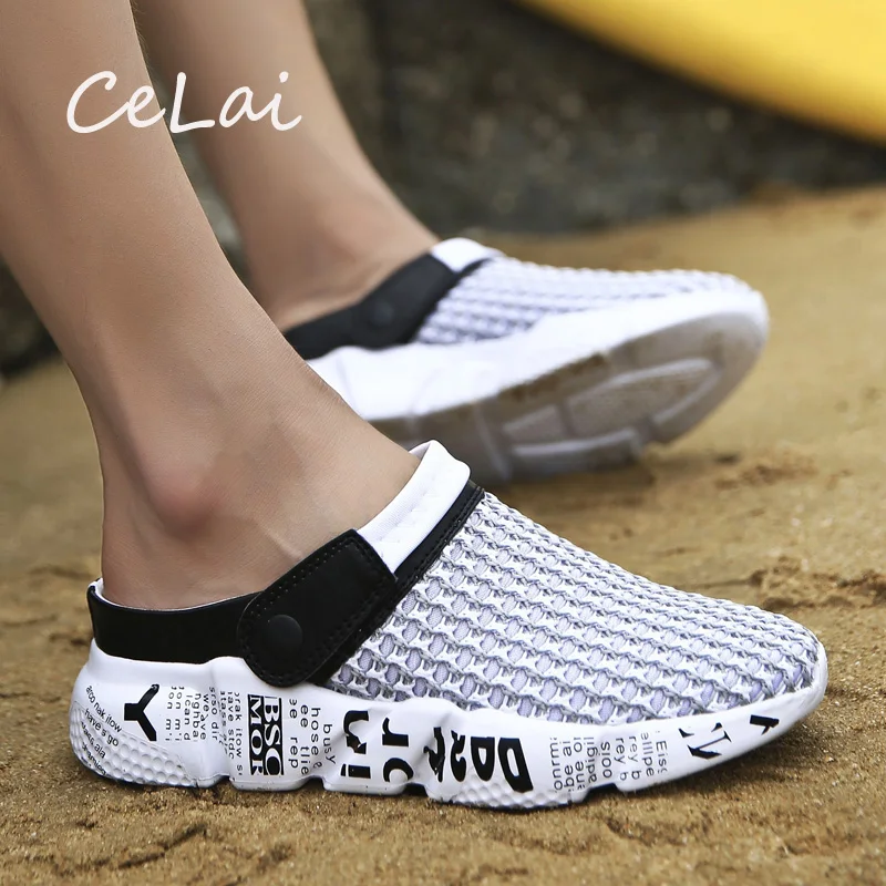 

CeLai Size 39-46 Summer Mesh Shoes Men Sandals Beach Slippers Clogs Male Sneaker Clogs Man Zuecos Sandalias Zapatos Hombre A-032
