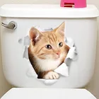Наклейки на унитаз, 3D кошка, яркая Наклейка на стену, 2021, модная красивая ПВХ водонепроницаемая наклейка с животными для ванной, туалета, декоративная наклейка