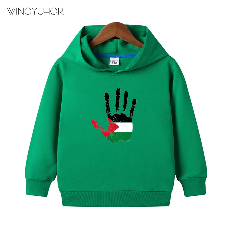 Sudaderas con capucha para ni&ntilde;os y ni&ntilde;as, ropa con estampado divertido de la mano de la bandera de Israel, jers&eacute;is de manga larga, Tops de oto&ntilde;o-5