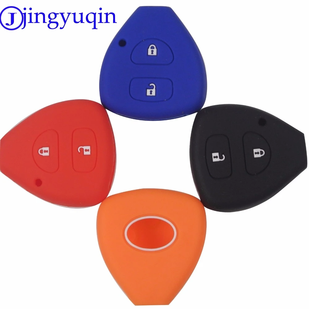 

Jingyuqin пульт дистанционного управления 2 кнопки силиконовый чехол для ключей чехол для TOYOTA Corolla Hilux Vitz Rav4 Aqua Camry