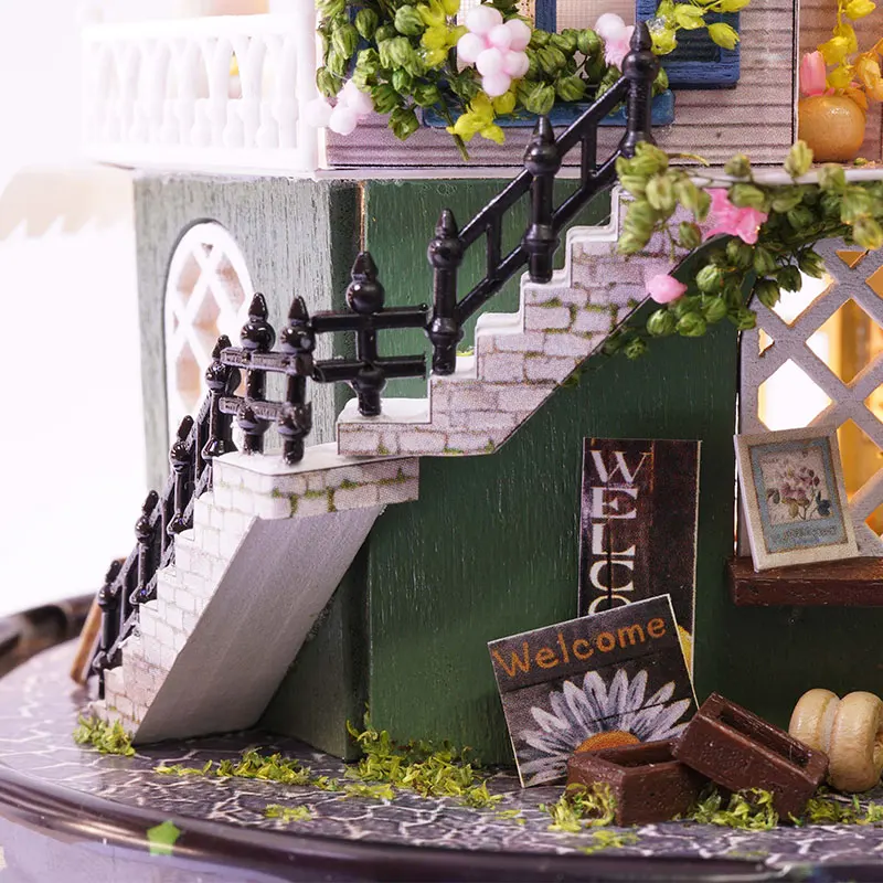 

Mini Doll House Free Dust Cover Diy Music Box House Miniatures Kit Kids Dollhouse Accessories Toys Birthday Gift