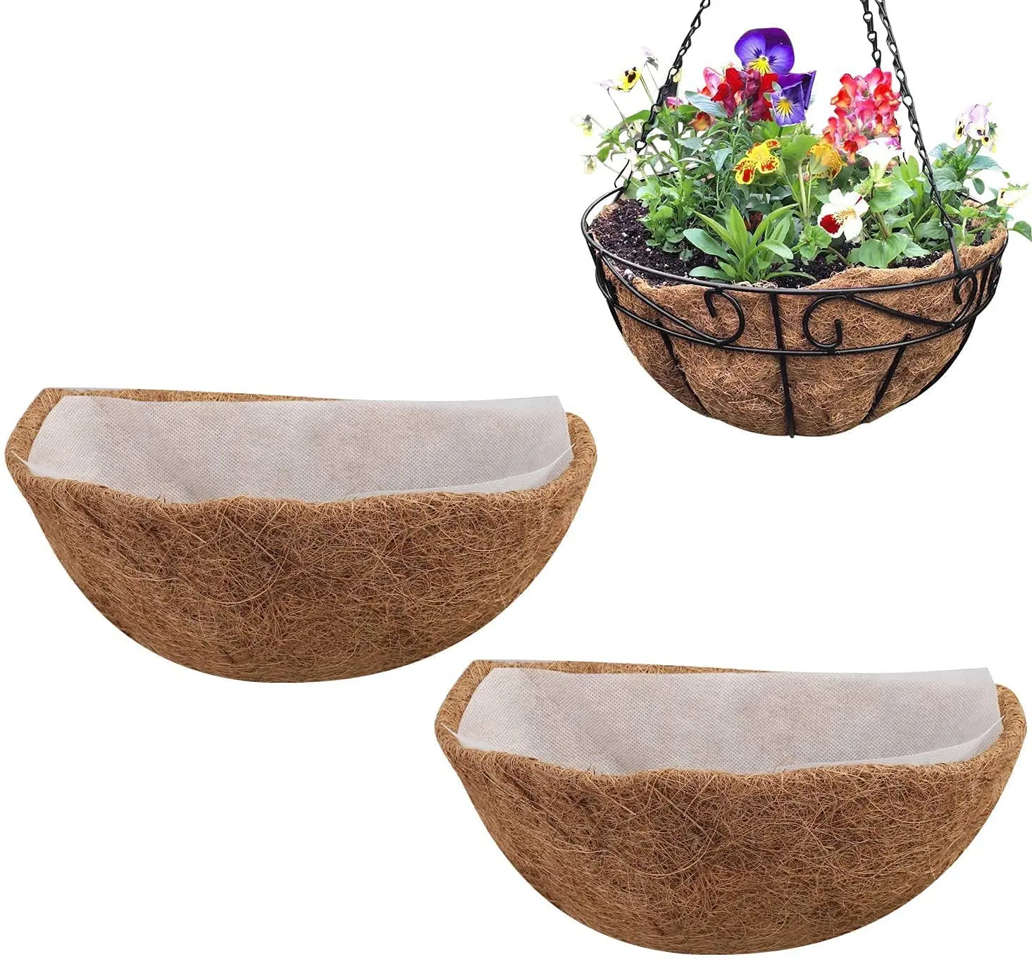 

Hanging Semicircle Thick Coconut Vegetable Flower Pot Basket Liners Planter Garden Decor Art Garden Flower Planters Pots