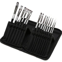 different shape nylon hair 15 pcs multi functional paint brushes and portable pen holder storage bag for acrylic oil watercolor