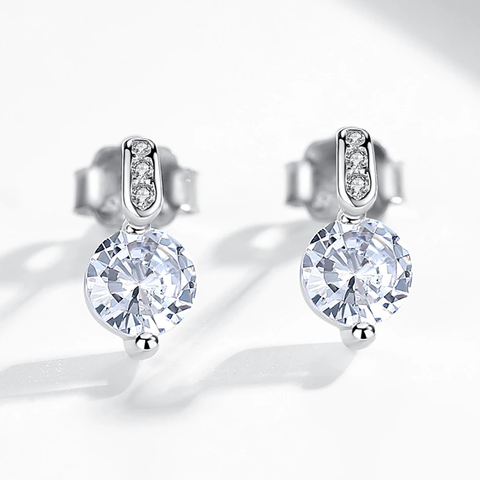 Женские серьги-кольца из серебра 925 пробы с прозрачными кристаллами | Украшения и