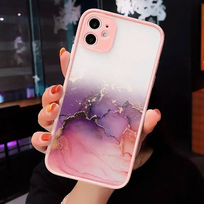 

Marble Gradient luxury art Phone Case Matte Transparent for iPhone 7 8 11 12 s mini pro X XS XR MAX Plus cover funda