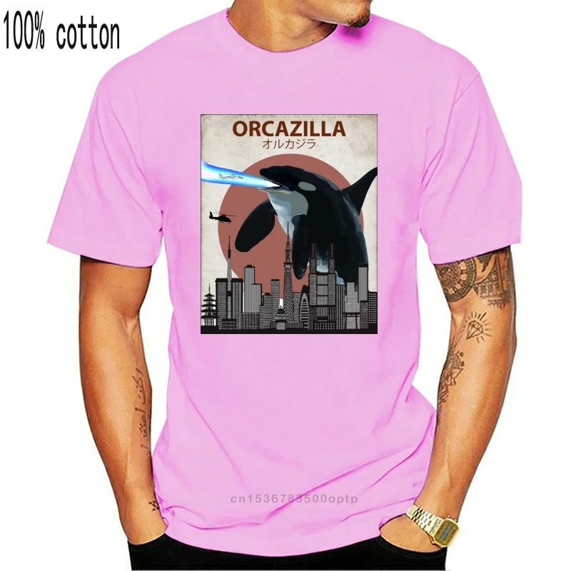 Лидер продаж 2019 модная футболка Orcazilla из 100% хлопка с забавным принтом Кита в