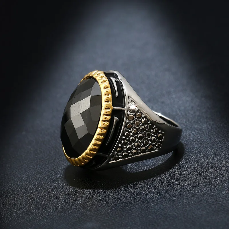 Название: Ретро овальной формы с большим черным камнем кольцо Античные винтажные