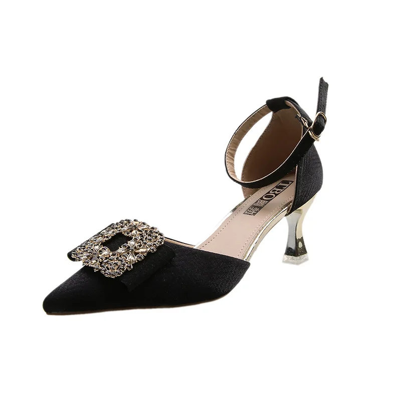 

Slip On High Heels Pointed Toe Women's High-Heeled Shoes Sandals Ladies Shallow Mouth Lace-Up Work Dress Professional 2021 Slip-