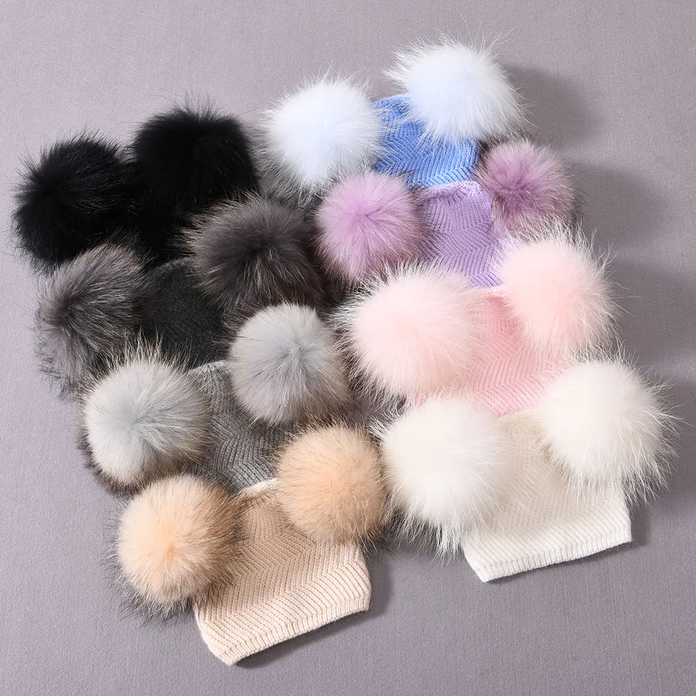 Зимняя теплая вязаная шерстяная шапка для новорожденных мальчиков и девочек 2020