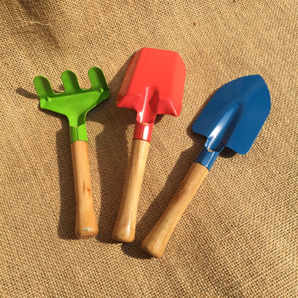 Home Type 3pcs/Set Mini Garden Rake Small Shovel Floral Wooden Gardening Tools Cute Children Hand Tool Set | Инструменты