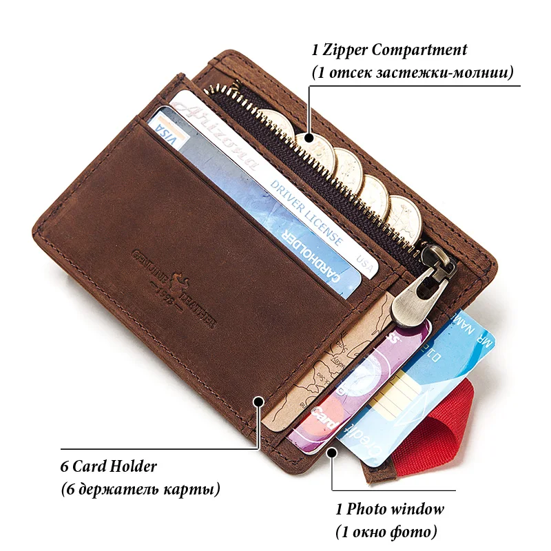 GZCZ 100% натуральная кожа тонкий мужской держатель для кредитных карт дизайнерский