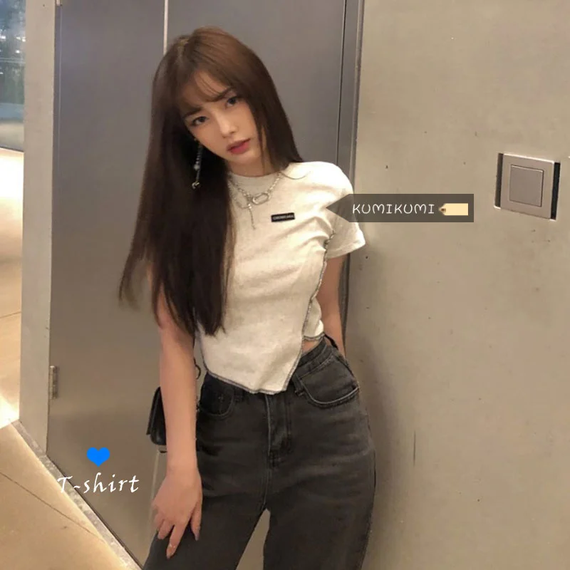 Футболка с коротким рукавом и открытым пупком для девушек | Женская одежда