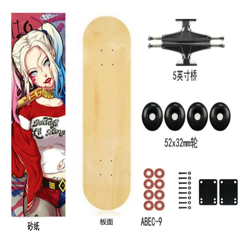 New Double Rocker Skateboard ABEC-9 Bearings Maple 4 Wheels Adult Skate Board Long Board Skateboard