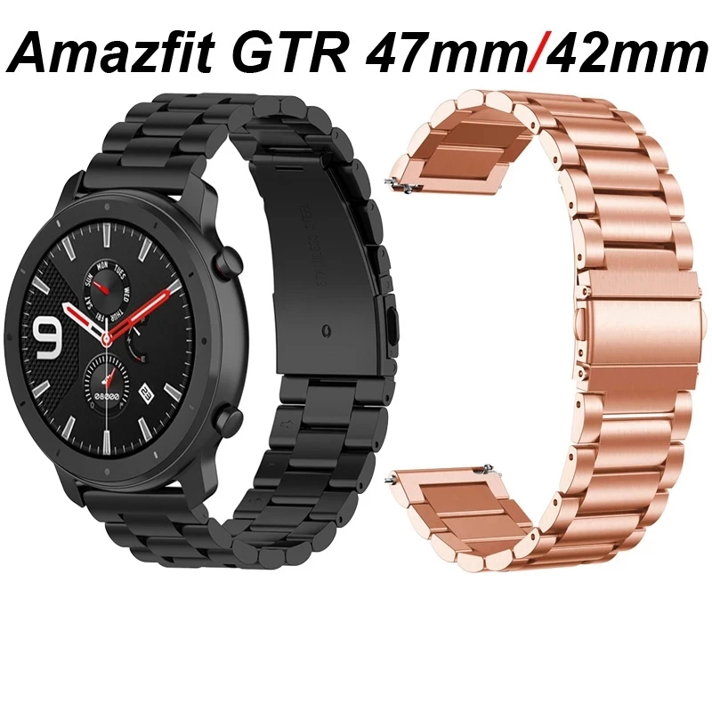 

Ремешок для часов Xiaomi Huami Amazfit GTR 47 мм 42 мм Bip GTS Stratos 3 Pace, металлический браслет из нержавеющей стали для наручных часов, 20 мм/22 мм