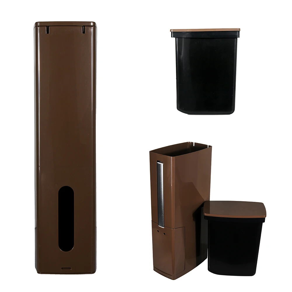 Hot Sale Plastic Trash Can Set with Toilet Brush Bathroom Waste Bin Dustbin Trash Cans Garbage Bucket Garbage Bag Dispenser