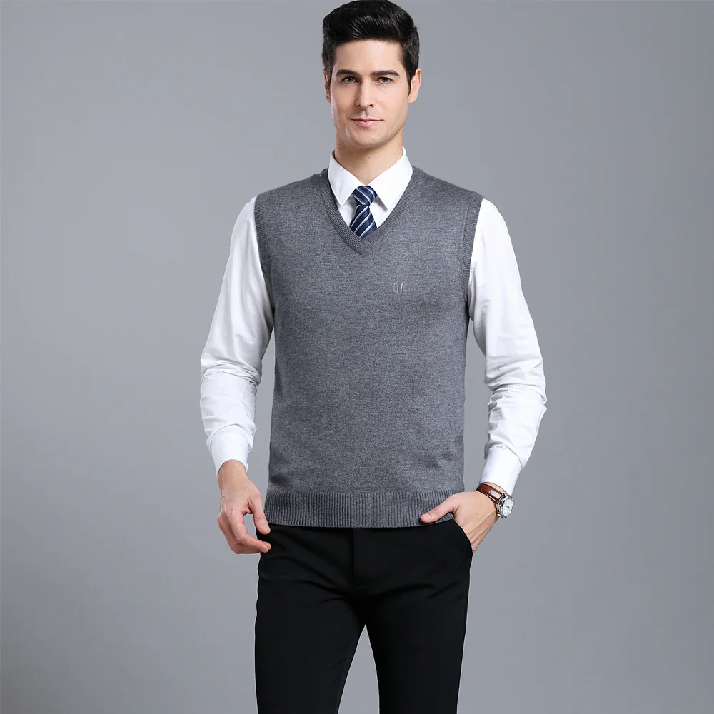 2019 Новое поступление сплошной цвет умный Повседневный свитер жилет мужские