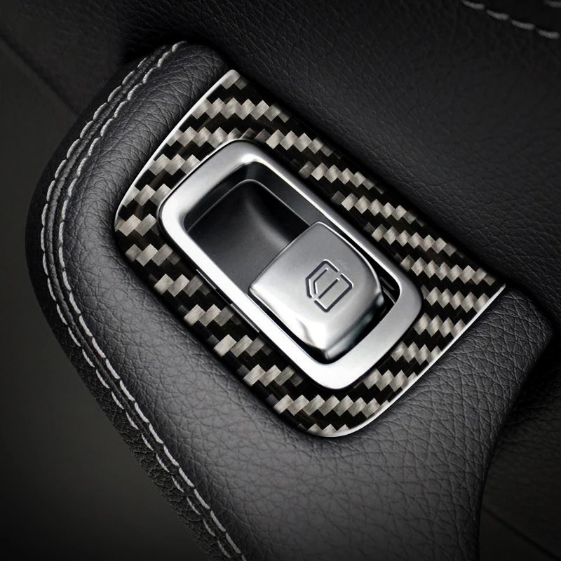 

For Mercedes-Benz Class C C200L C300L C180L GLC 260L W205 Carbon Fiber Window Lifter Switch Decoration Panel Cover Trim Sticker