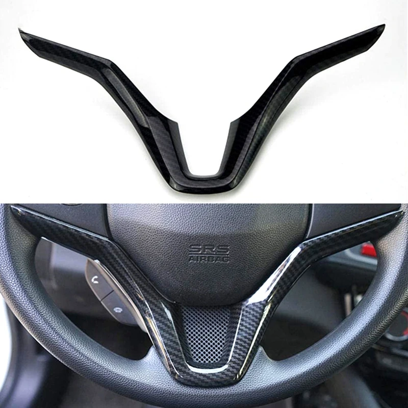 

for Honda Vezel HR-V HRV 2015 2016 2017 Car Steering Wheel Panel Cover Trim Garnish Carbon Fiber Sequins