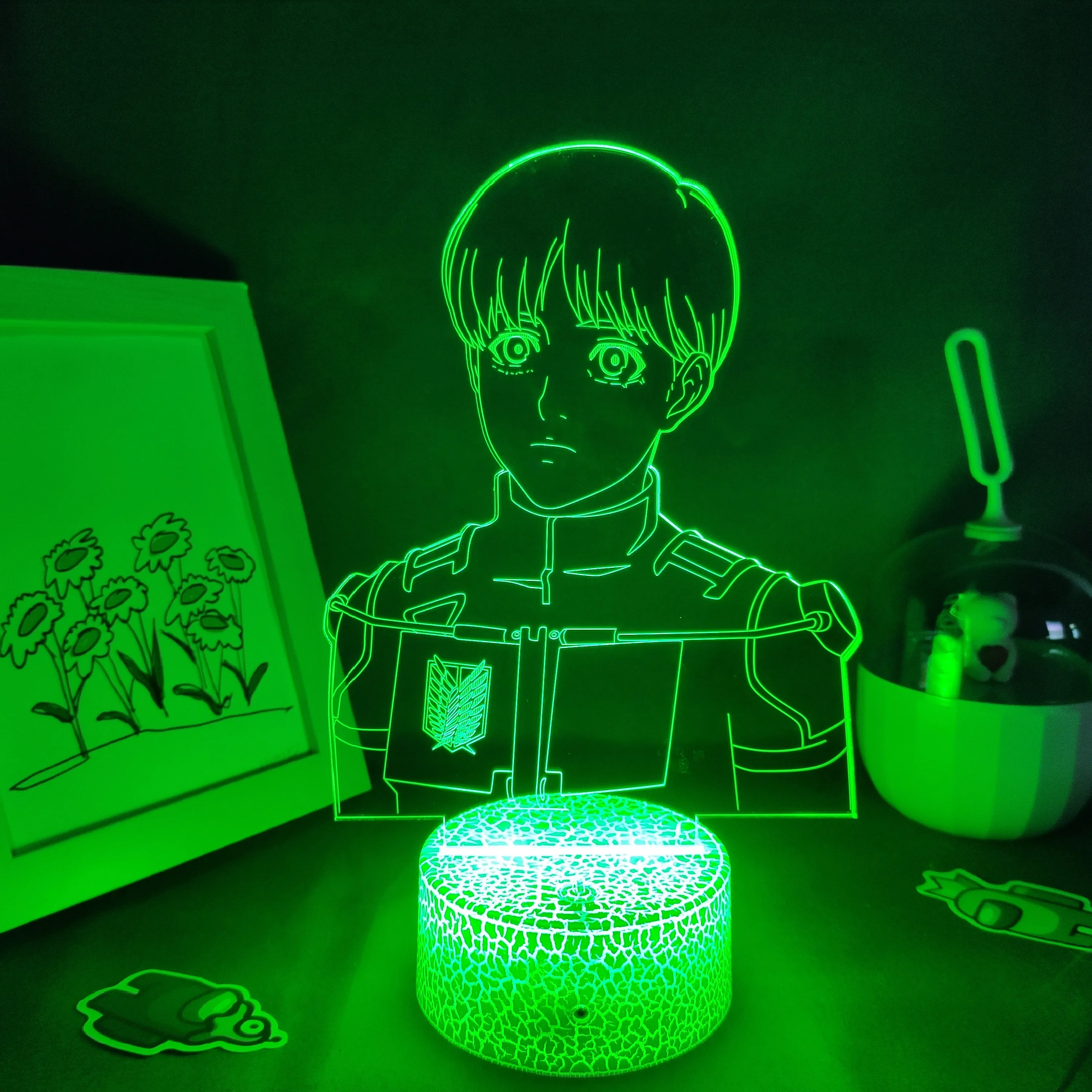 

Attack on Titan 4 Anime Figure Armin Arlert 3D Led Lamps Manga RGB Night Light Shingeki No Kyojin Bedroom Table Desk Decoration