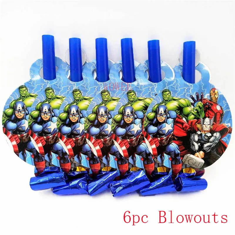 6pc Blowouts 10 шт./лот Мстители "," Халк "," картона чашки милый мультфильм украшения ко дню рождения тема вечерние поставить рождественские гетры для детей голубого цвета для девочек и мальчиков - Цвет: 6pc Blowouts