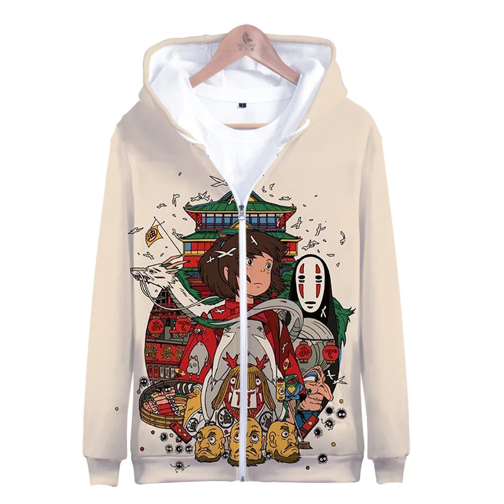 

Anime Spirited Away 3D Print Women/Men Hoodies Sweatshirts Streetwear Hip Hop Long Sleeve Hooded Zipper Jacket Cosplay Costume
