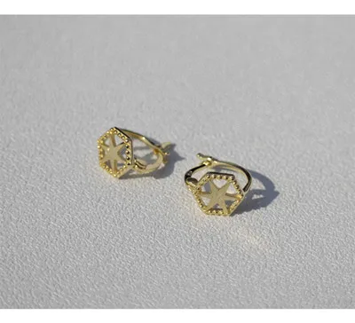 1 pair gold 9mm Серьги из стерлингового серебра 925 пробы, модные геометрические серьги с шестигранной звездой, кольцо для ушей, Пряжка для ушей, тренд для мальчиков и девочек, Серебряные Серьги с драгоценными камнями - Окраска металла: 1 pair gold 9mm