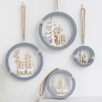 Simple Nordic wooden round elk pendant Christmas atmosphere decorations girls room bedroom wall hangings bedroom decor