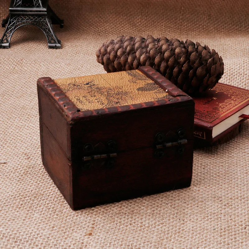 Винтажные деревянные карты коробка для хранения Чехол ювелирные запонки груди