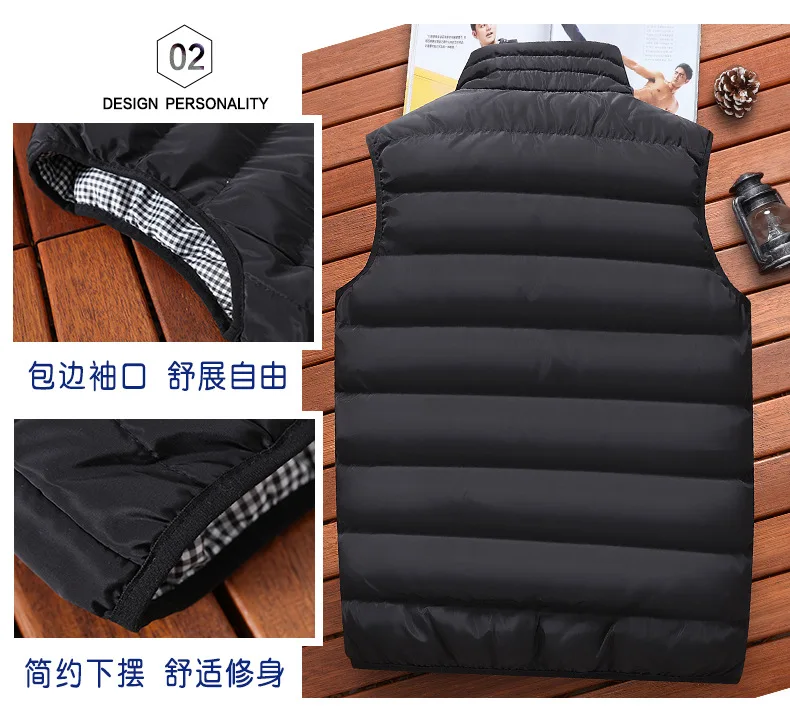 

Vest men coat jacket warming fleece winter fashion collar warm vest heating leisure trend vest men's silk cotton coat waistcoat