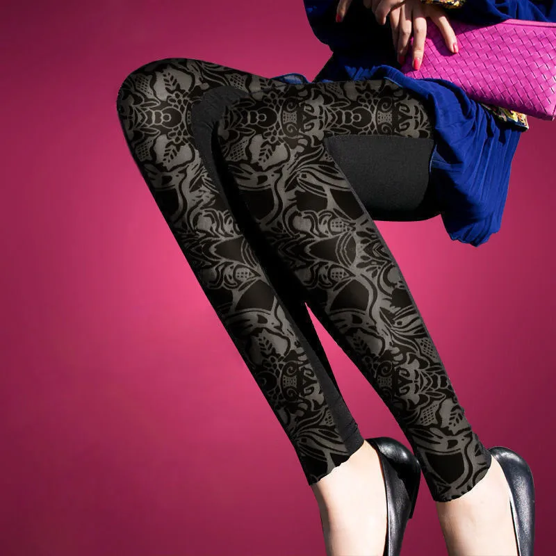 Фото Женские леггинсы из искусственного меха Шелковые штаны с вырезами на весну и