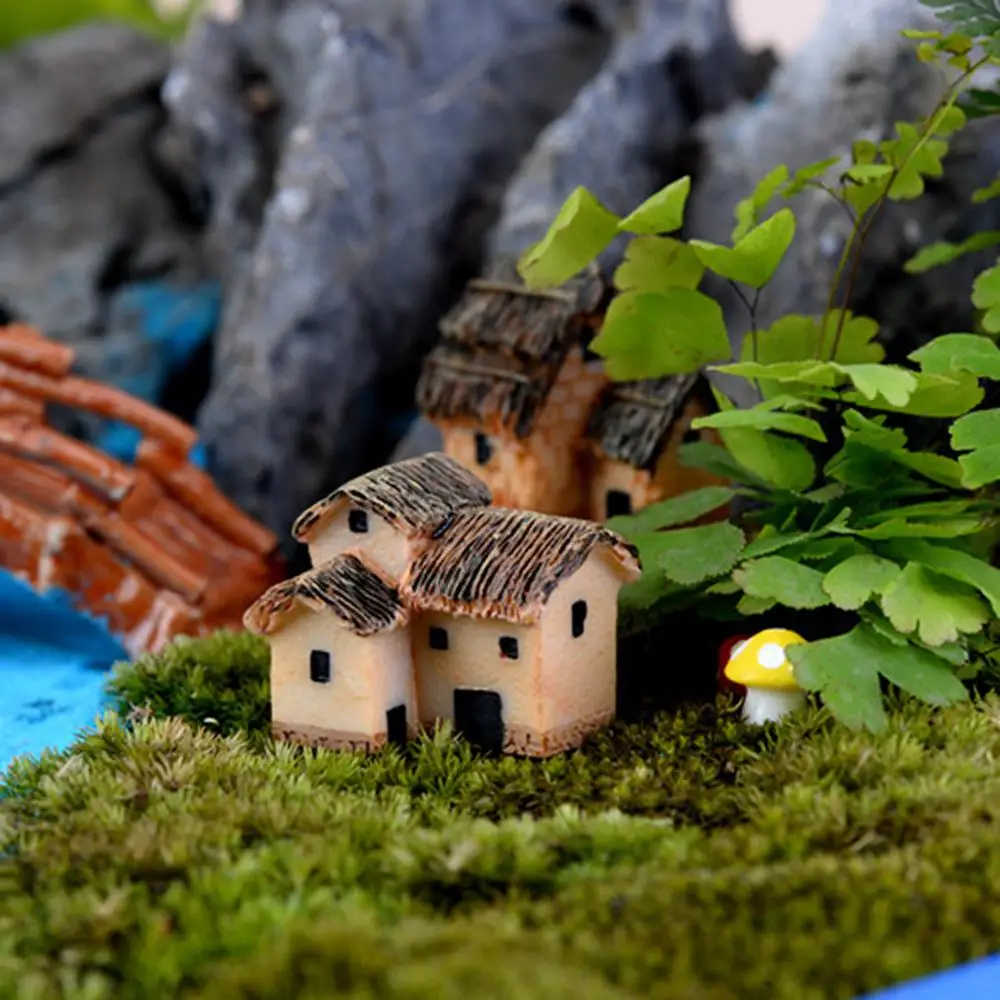 Миниатюрный домик из смолы маленькая хижина деревня ландшафтный орнамент Фея