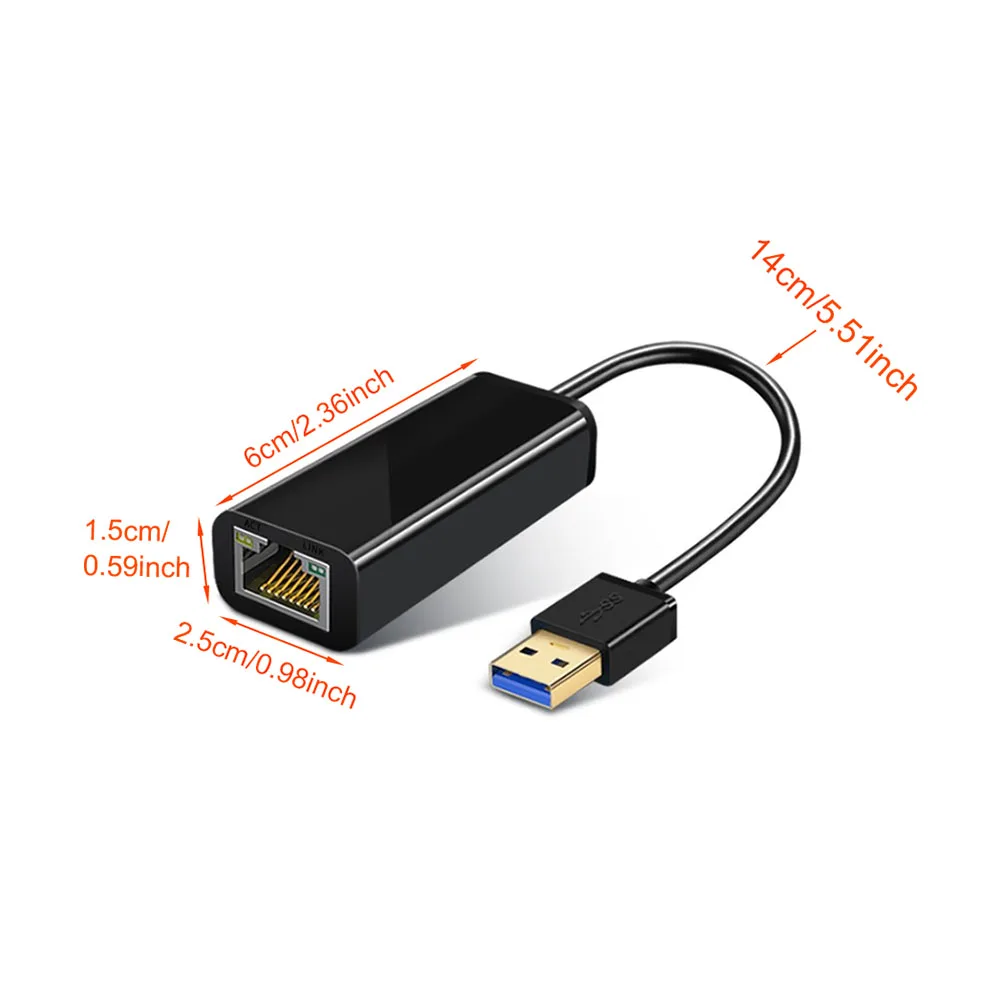 

Black USB3.0 To RJ45 Laptop Gigabit Ethernet Adapter Accessories Desktop Computer Durable 1000Mbps Lan Portable For Win 7 8 10