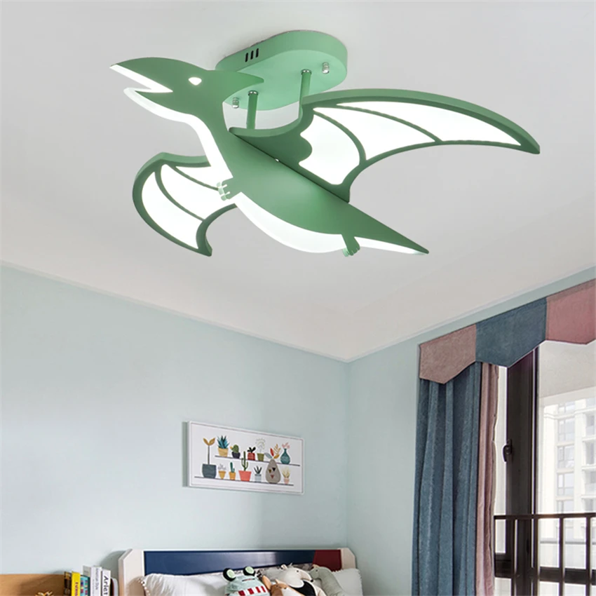 

Мультфильм зеленый динозавр потолочные светильники светодиодные Мальчики Детская комната спальня лампы современный Pterodactyl детский сад де...