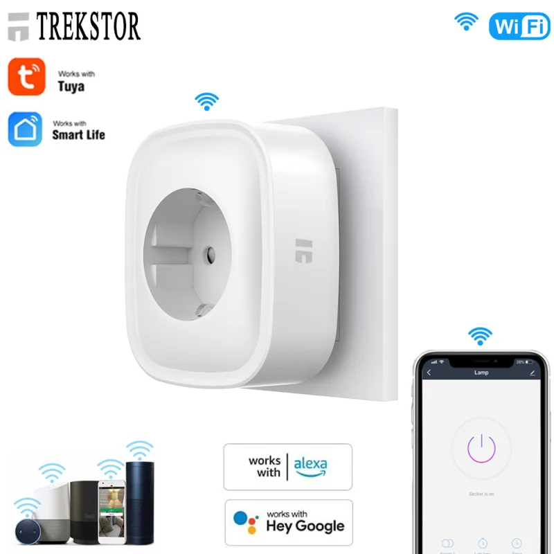 

Tuya Smart Wi-Fi розетка 10A штепсельная вилка европейского стандарта с Мощность монитор приложение Smart Life дистанционного Управление Alexa Google Home голо...