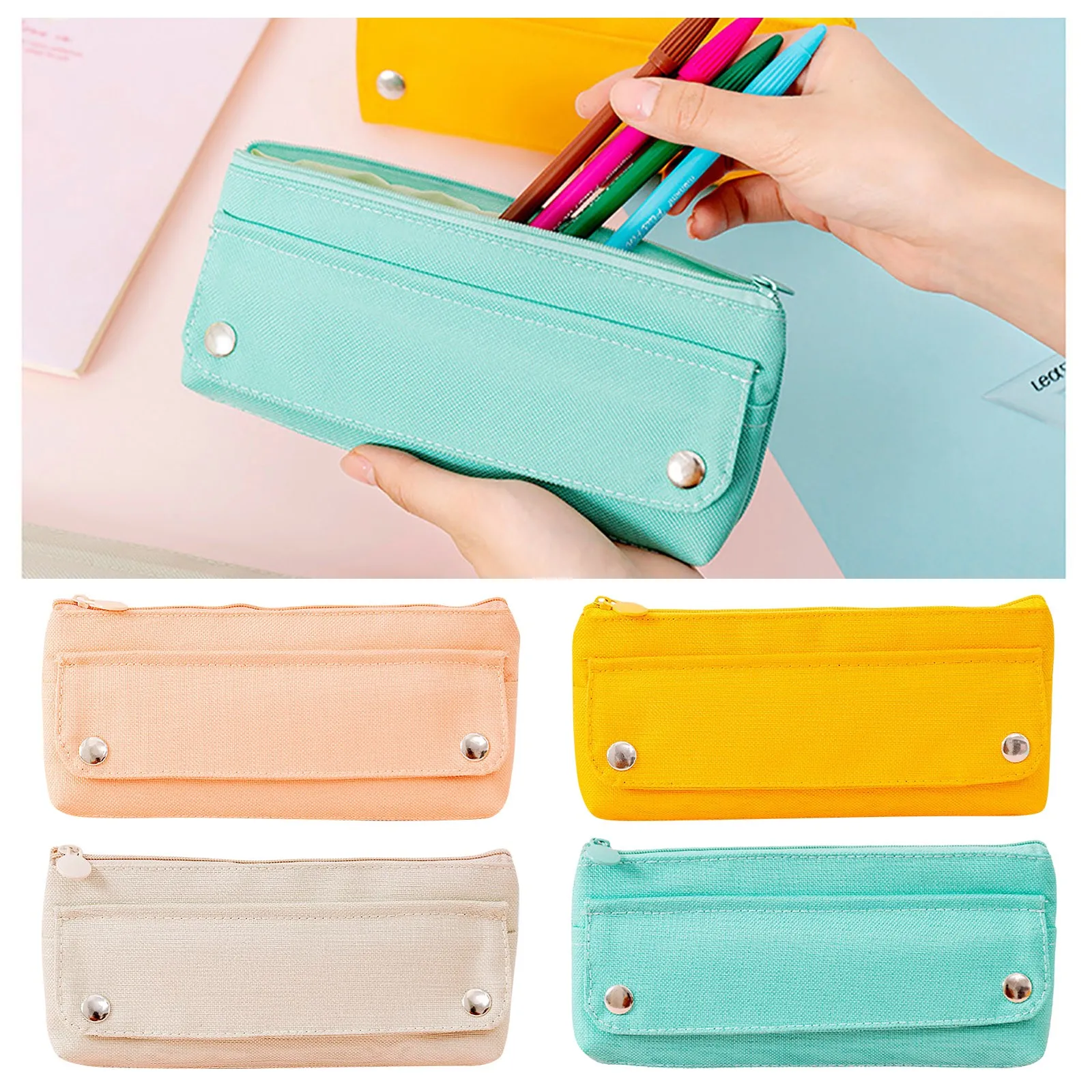 Однотонная сумка для карандашей вместительный канцелярский мешок хранения