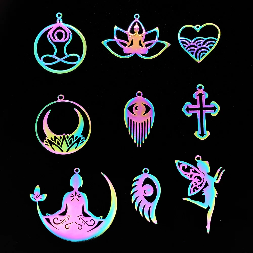 5 шт./лот 316 из нержавеющей стали Радуга Йога Будда череп Сделай Сам серьги