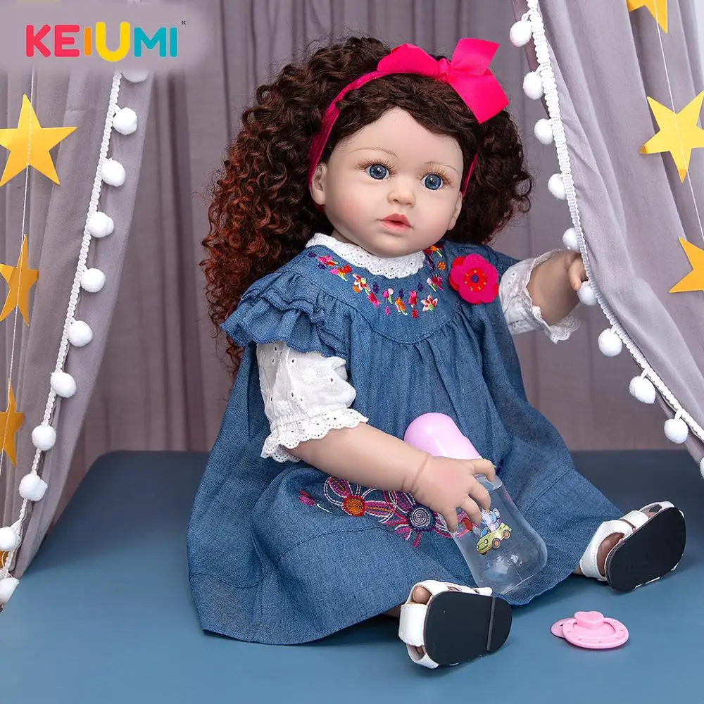 

KEIUMI 23 Inch As Princess Reborn Full Body Silicone Baby Doll Toys Realistic Bebe Toddler Boneca Bath Toys Doll Kid 's Gift