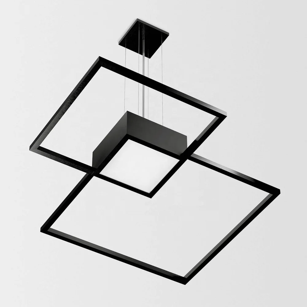 Черная квадратная светодиодная Подвесная лампа современная простая люстра
