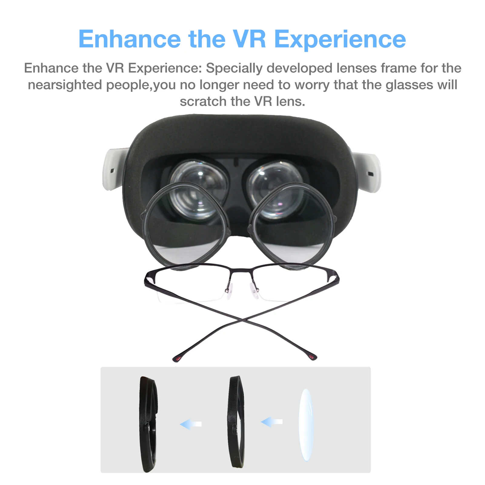 Для Oculus Quest 2 анти-синий объектив VR аксессуары Магнитная оправа для очков Rift S Go