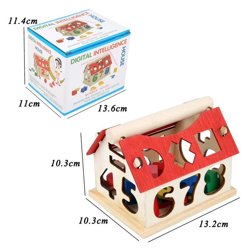

Matching Puzzle Game Wooden House Shape Number Matching Color Cognitive Fine Motor Training Children Educational Toys