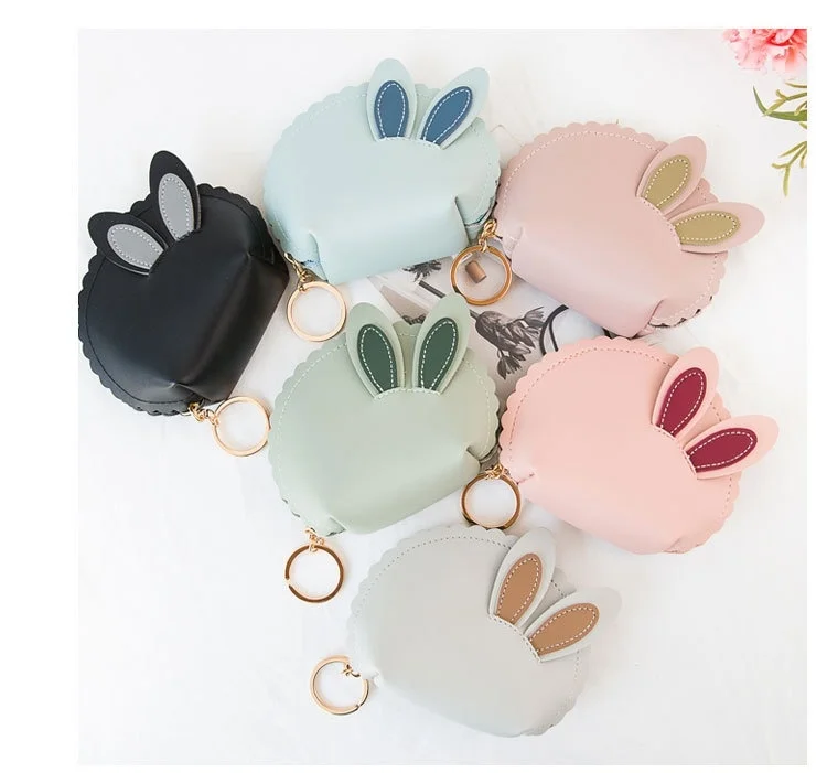 Короткий кошелек держатель для карт из искусственной кожи с милыми заячьими