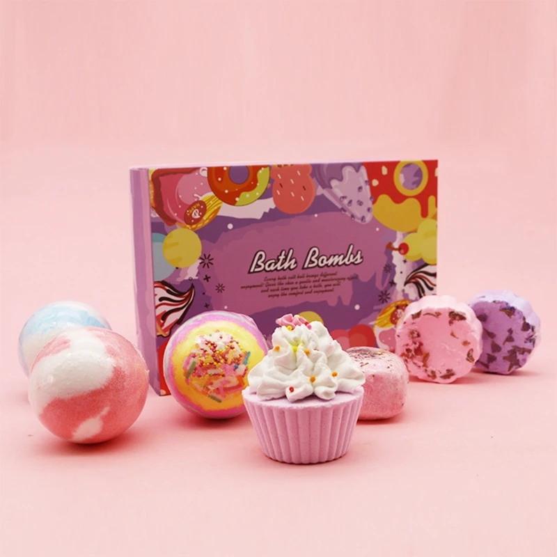 

7Pcs Special Shape Bath Bombs Gift Set with Essential Oils Spa Bubble for Women