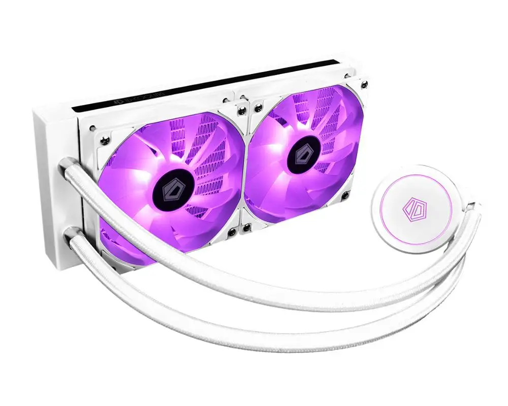 ID-COOLING AURAFLOW X 240 SNOW RGB синхронизация AIO кулер для воды чистый белый с 240 мм радиатор, 2x120 мм RGB PWM вентиляторы, 400 м