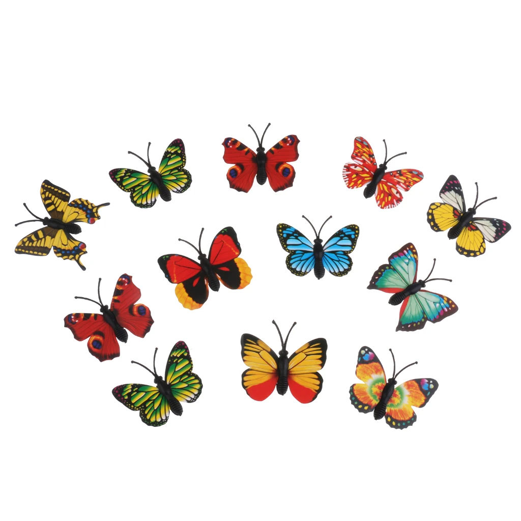 

24 Pieces Realistic Butterfly Playset Kids Garden Ornaments Photo Props